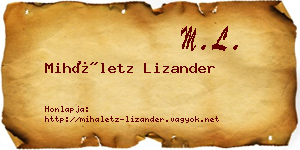 Miháletz Lizander névjegykártya